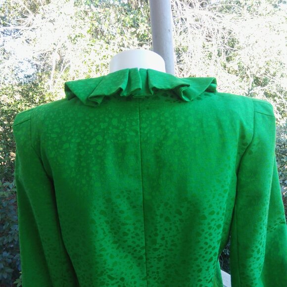 Vintage 80s Saks Fifth Carolina Herrera Avenue Green Blazer Jacket - Picture 6 of 9